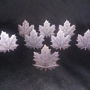 Bronze Maple Leaf Napkin Rings Lot of 8 Fall Autumn Metal Leaf Napkin Rings